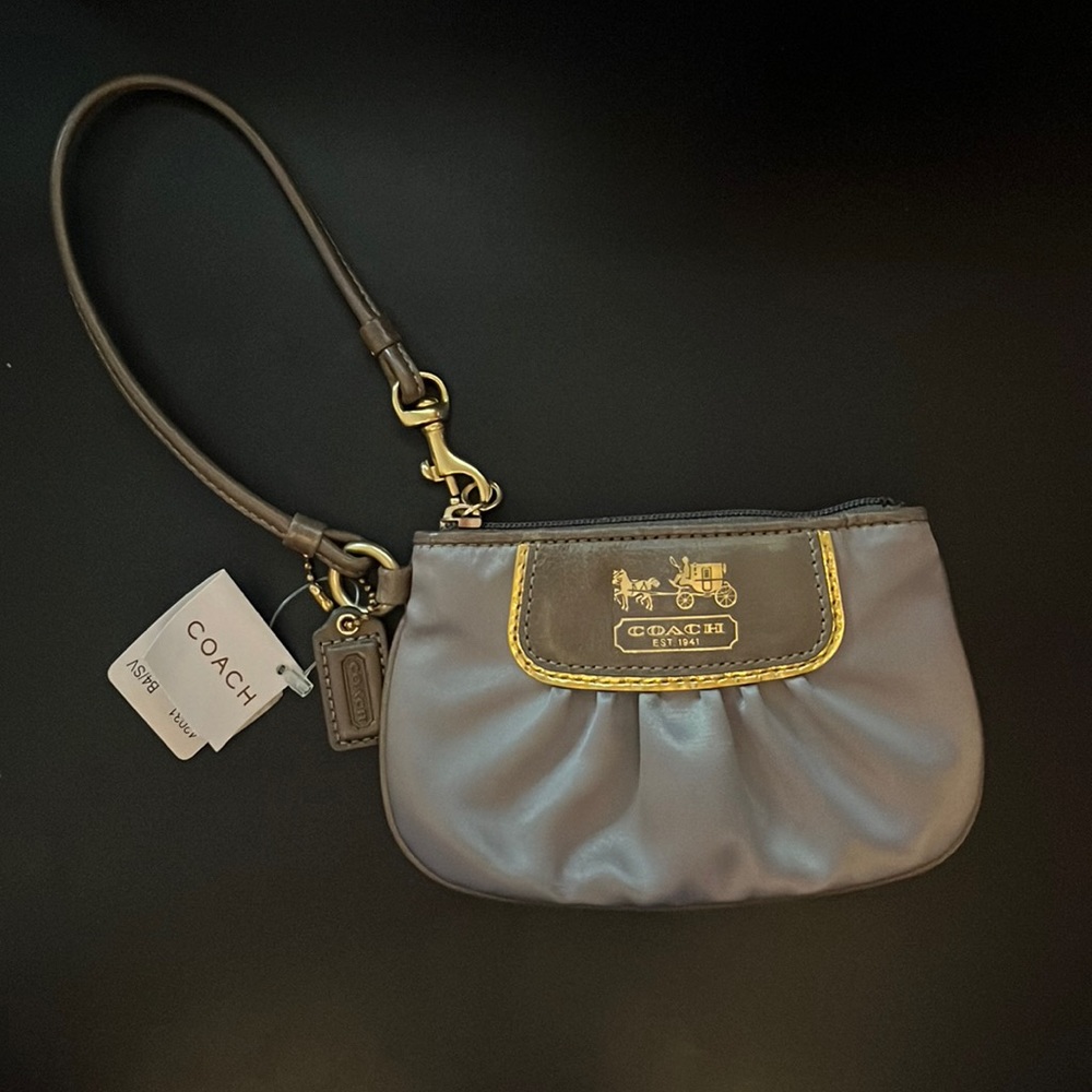 COACH Amanda Collection Small Satin Wristlet/Clutch Grey